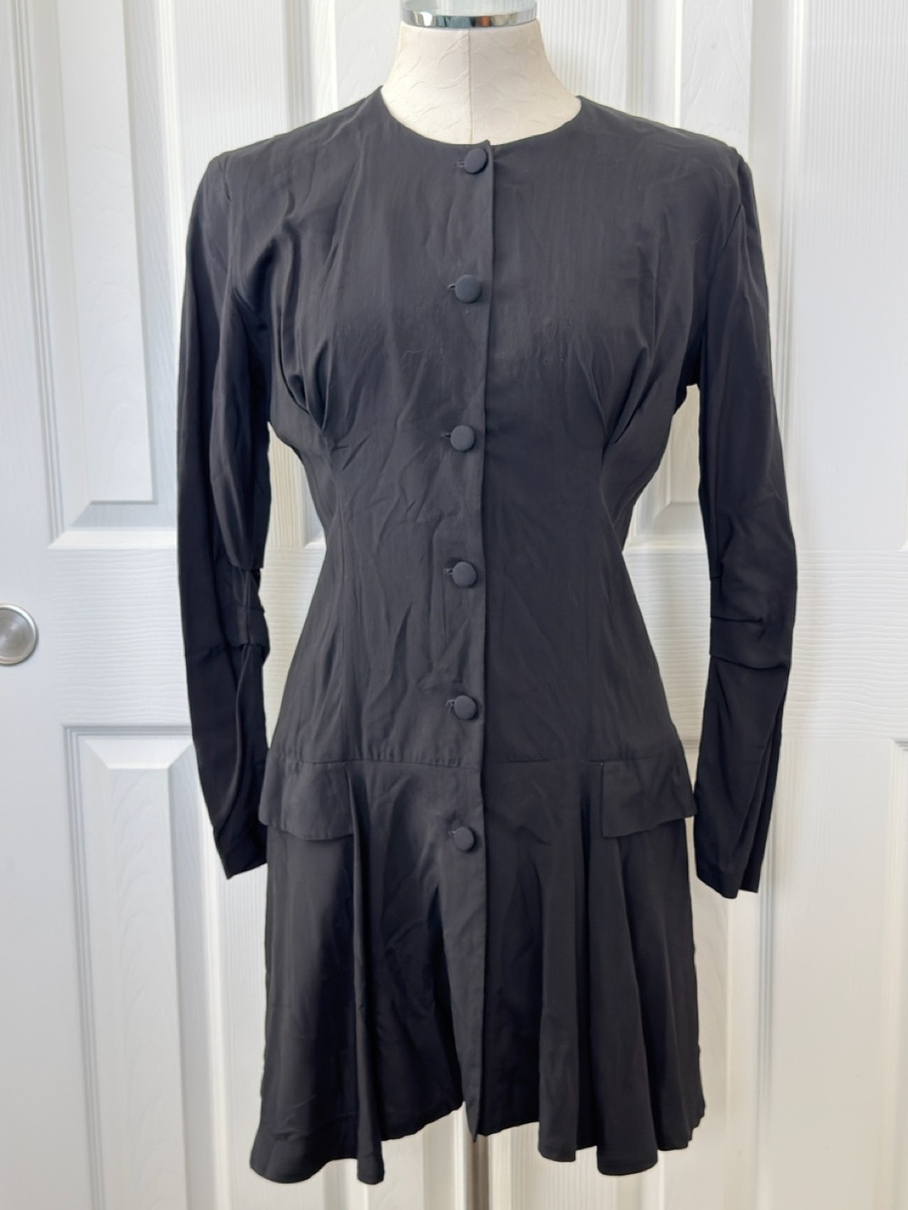 RARE FIND Vintage 80s Body Map Black Drop Waist Pleated Skirt Dress Size S